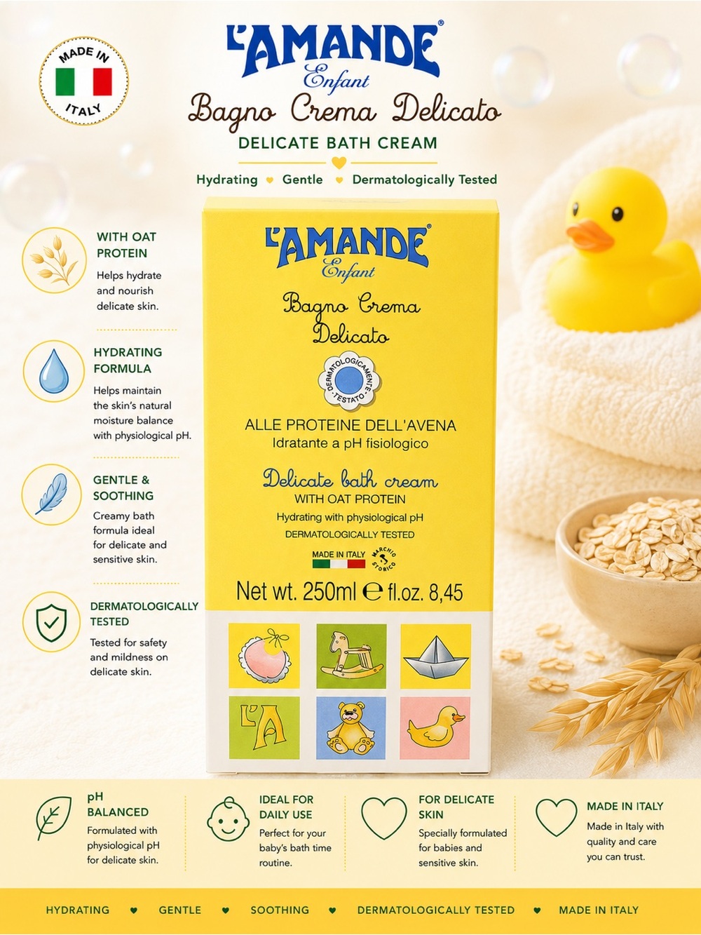 L’AMANDE Enfant Delicate Bath Cream 250ml Oat Protein Baby Wash